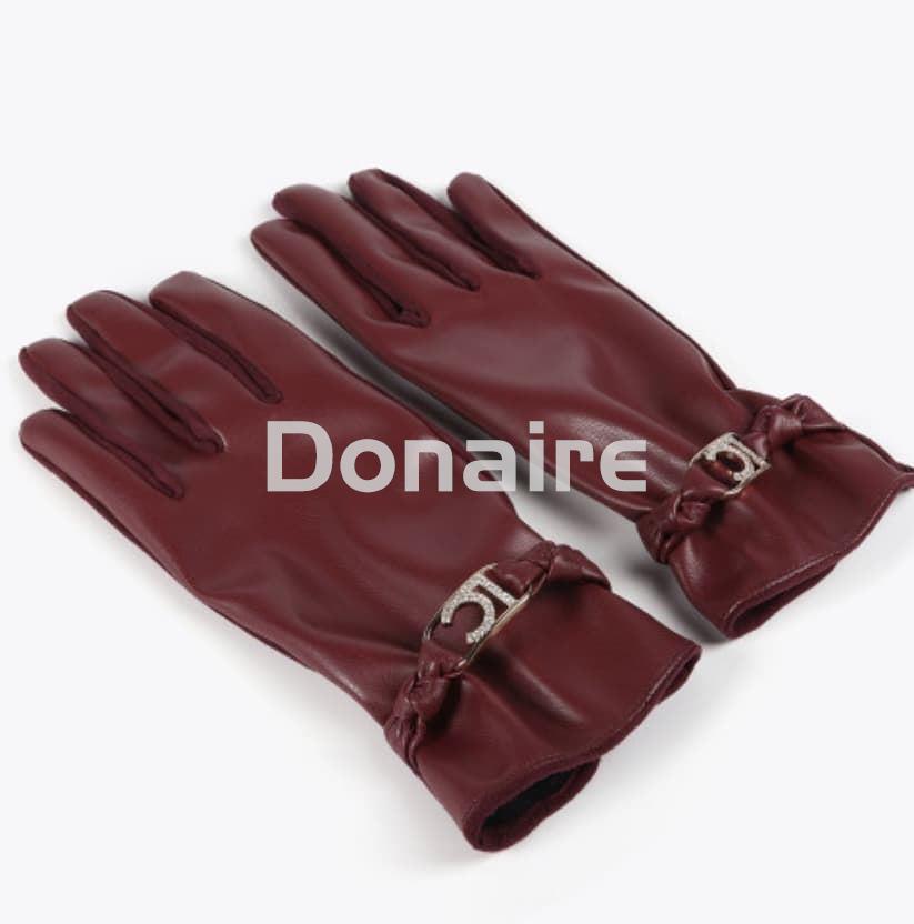 Guantes efecto piel burdeos Lola Casademunt - Imagen 3