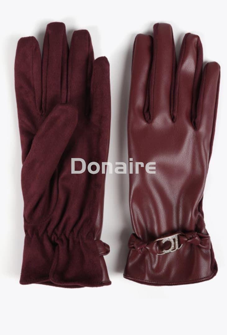 Guantes efecto piel burdeos Lola Casademunt - Imagen 4