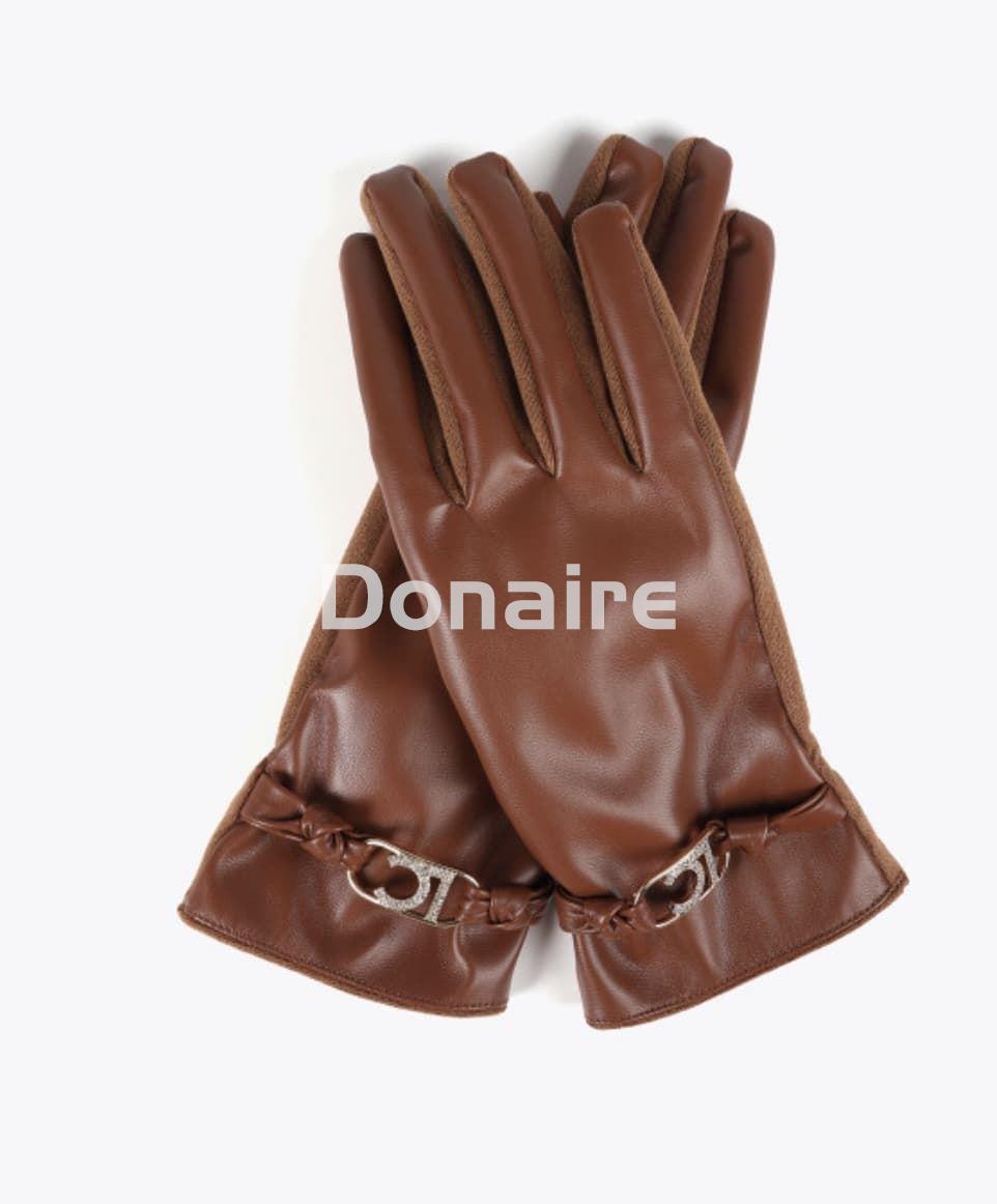 Guantes efecto piel marrón Lola Casademunt - Imagen 2