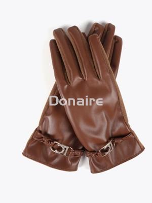 Guantes efecto piel marrón Lola Casademunt - Imagen 2