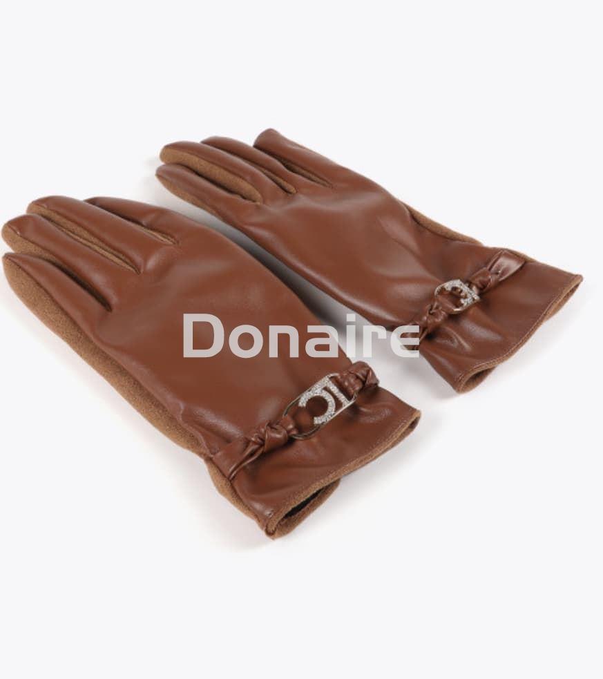 Guantes efecto piel marrón Lola Casademunt - Imagen 3