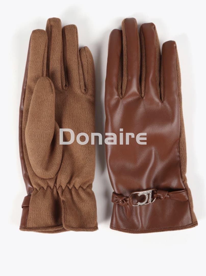 Guantes efecto piel marrón Lola Casademunt - Imagen 4