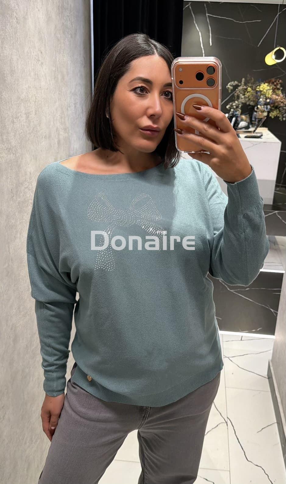 Jersey aguamarina punto fino lazada strass Lolita - Imagen 1