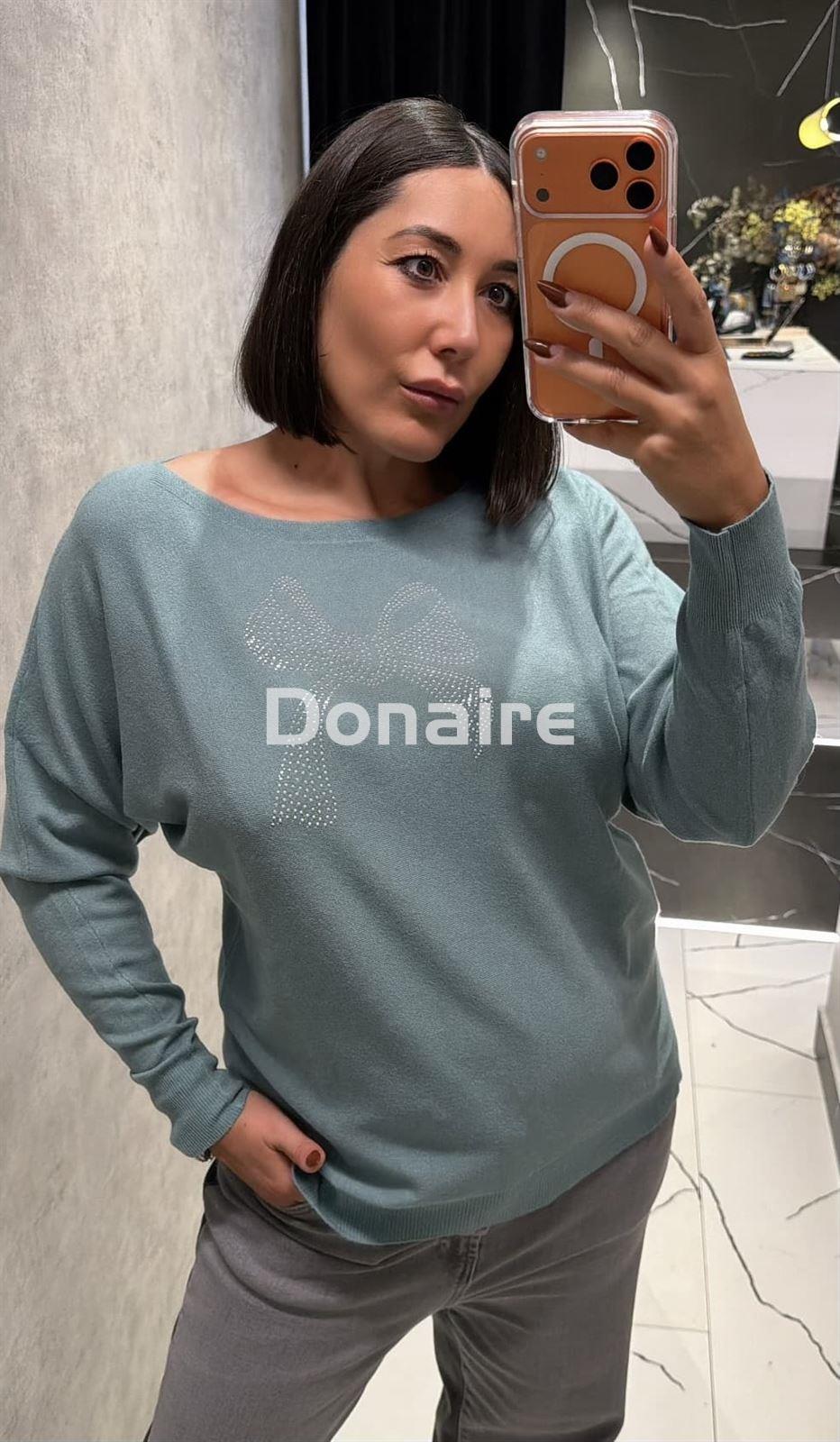 Jersey aguamarina punto fino lazada strass Lolita - Imagen 2