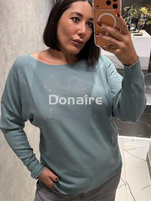 Jersey aguamarina punto fino lazada strass Lolita - Imagen 2