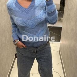 Jersey azul combinado efecto pelo y strass Koralline - Imagen 1