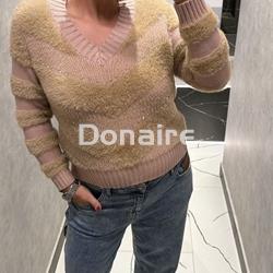 Jersey beige combinado efecto pelo y strass Koralline - Imagen 1