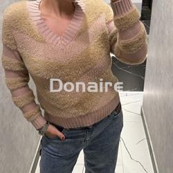 Jersey beige combinado efecto pelo y strass Koralline - Imagen 2