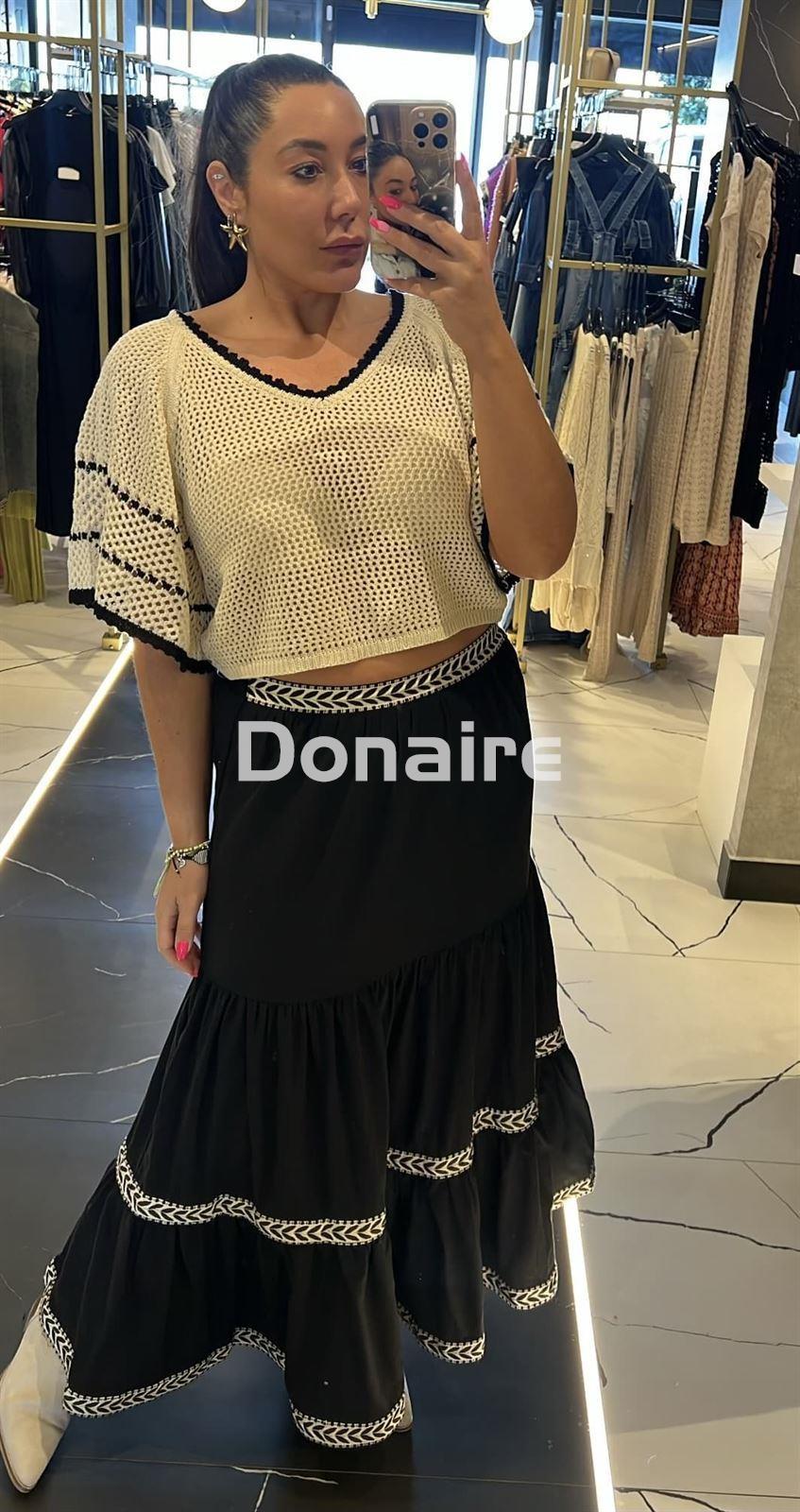 Jersey crop crochet con vuelo en manga - Imagen 1