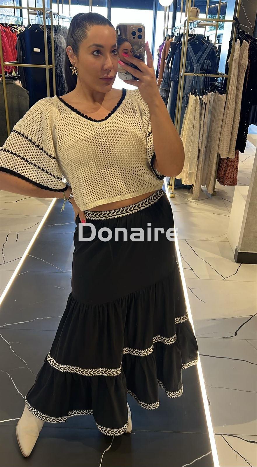 Jersey crop crochet con vuelo en manga - Imagen 2