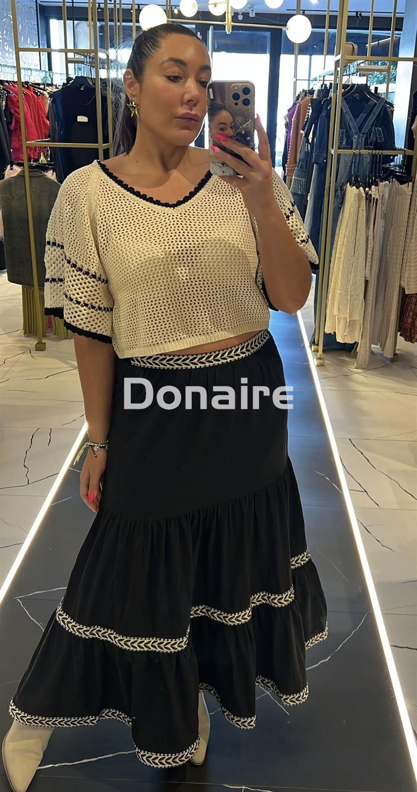 Jersey crop crochet con vuelo en manga - Imagen 3