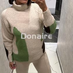 Jersey cuello vuelto crudo detalles marrones y verdes WNT - Imagen 2