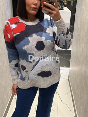 Jersey dibujo jacquard gris azul rojo WNT - Imagen 1