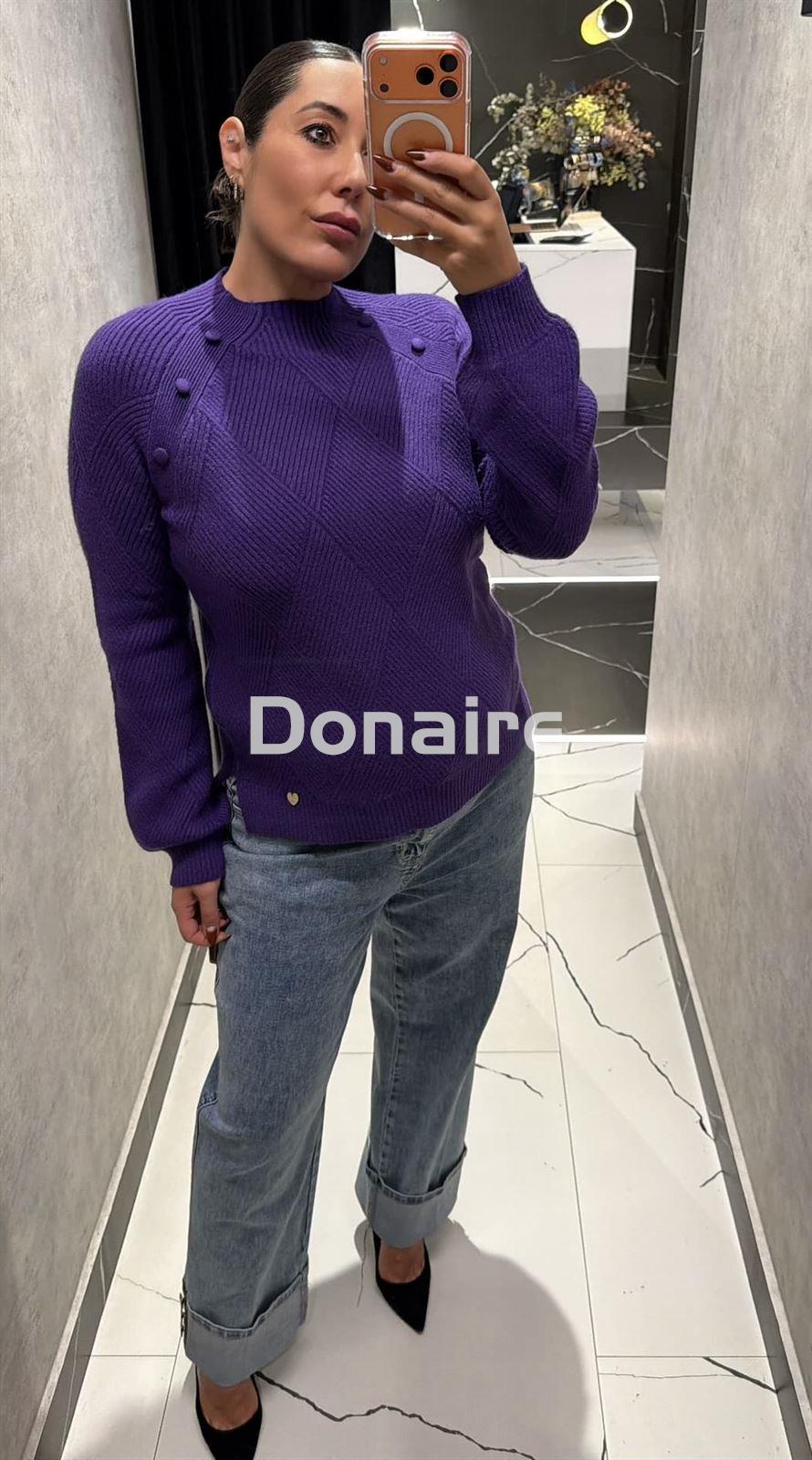 Jersey morado punto de canalé Lolita - Imagen 1