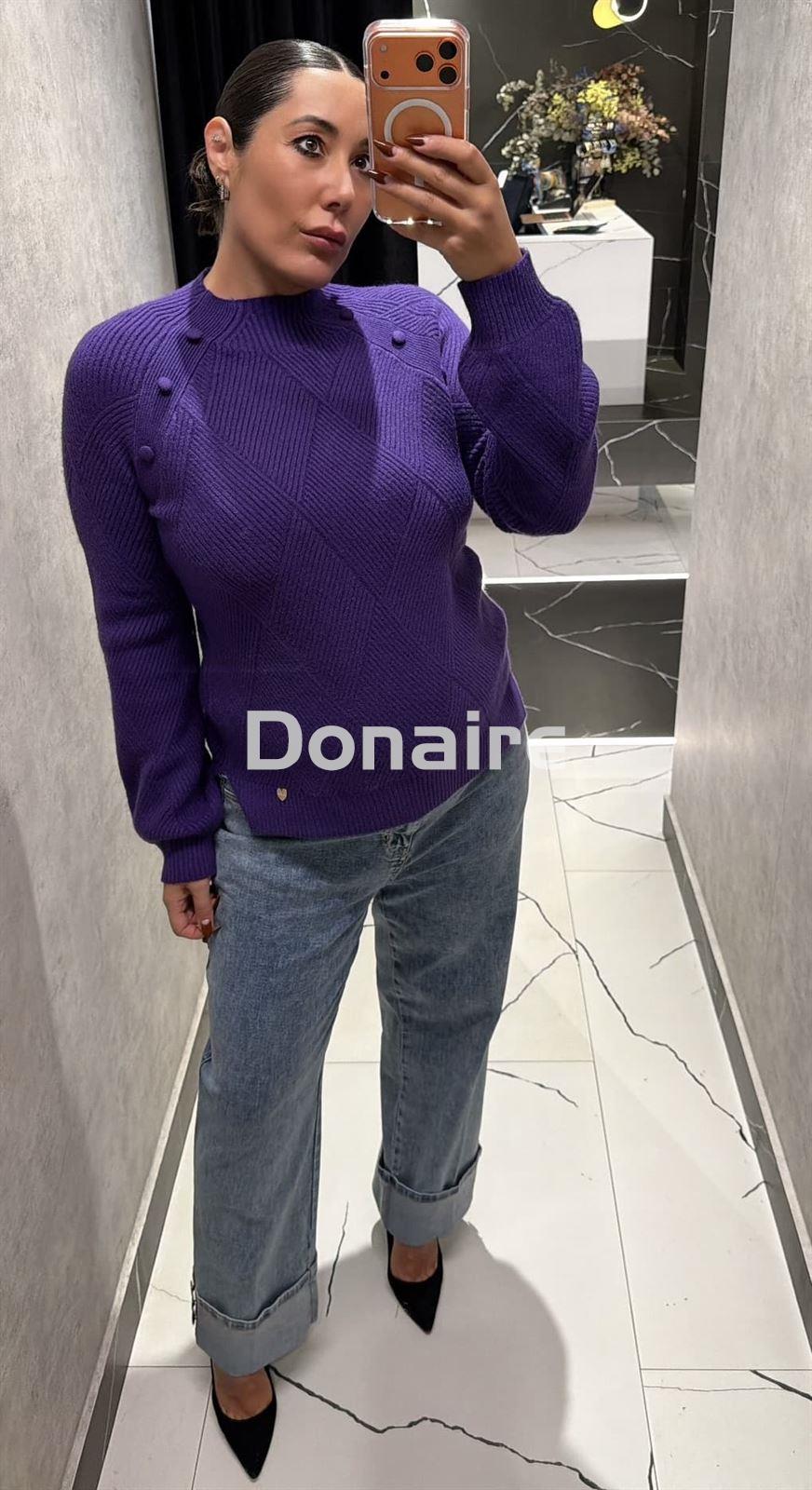 Jersey morado punto de canalé Lolita - Imagen 3