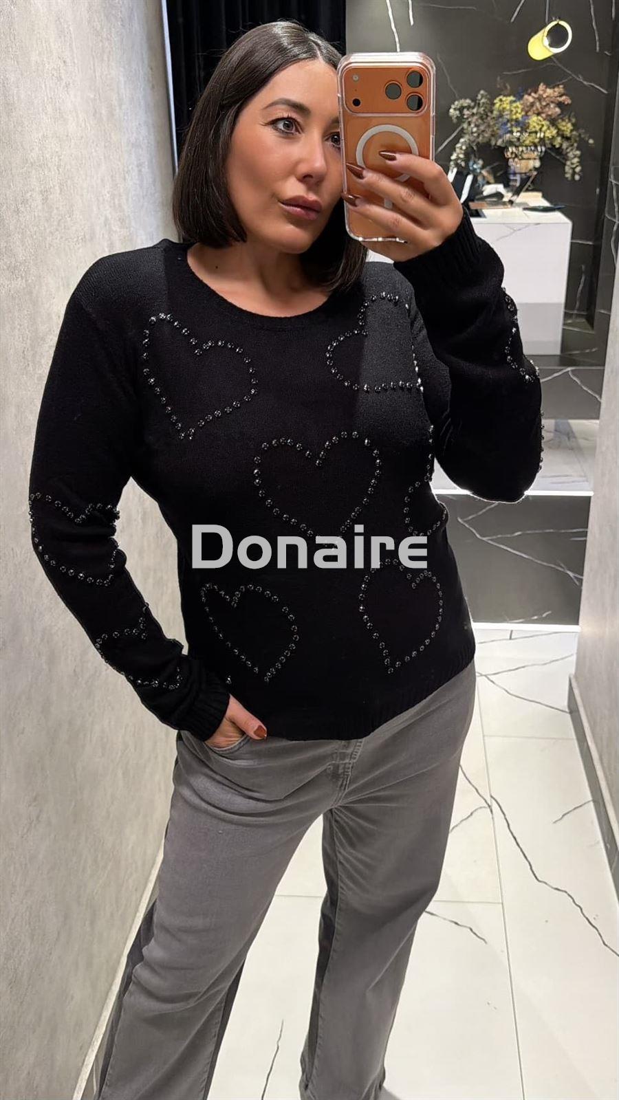 Jersey negro corazones strass Lolita - Imagen 1