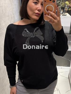 Jersey negro punto fino lazada strass Lolita - Imagen 1