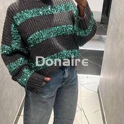 Jersey rayas gris y lentejuelas Dixie - Imagen 1