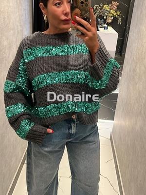 Jersey rayas gris y lentejuelas Dixie - Imagen 2