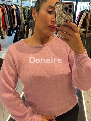 Jersey rosa palo detalles lurex NKN - Imagen 1