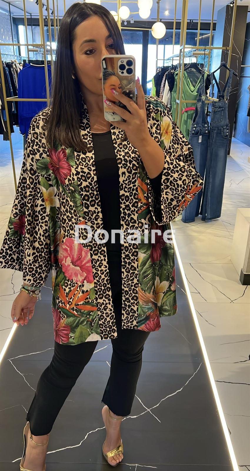 Kimono animal print y print floral Dixie - Imagen 1