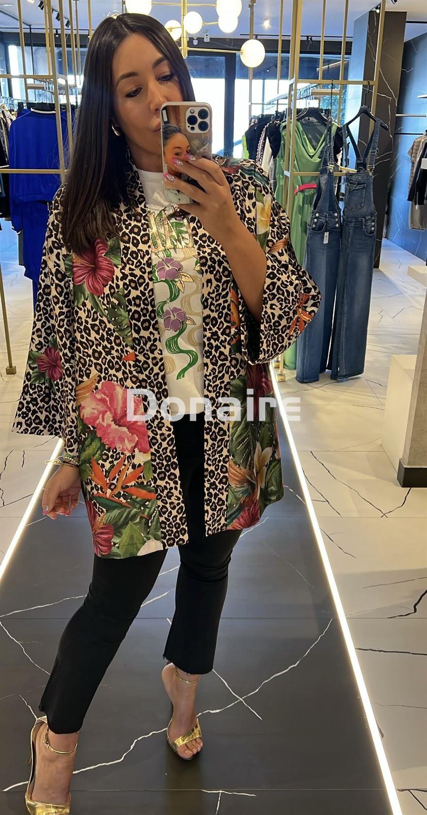 Kimono animal print y print floral Dixie - Imagen 2