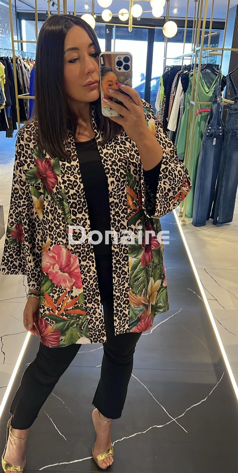 Kimono animal print y print floral Dixie - Imagen 3