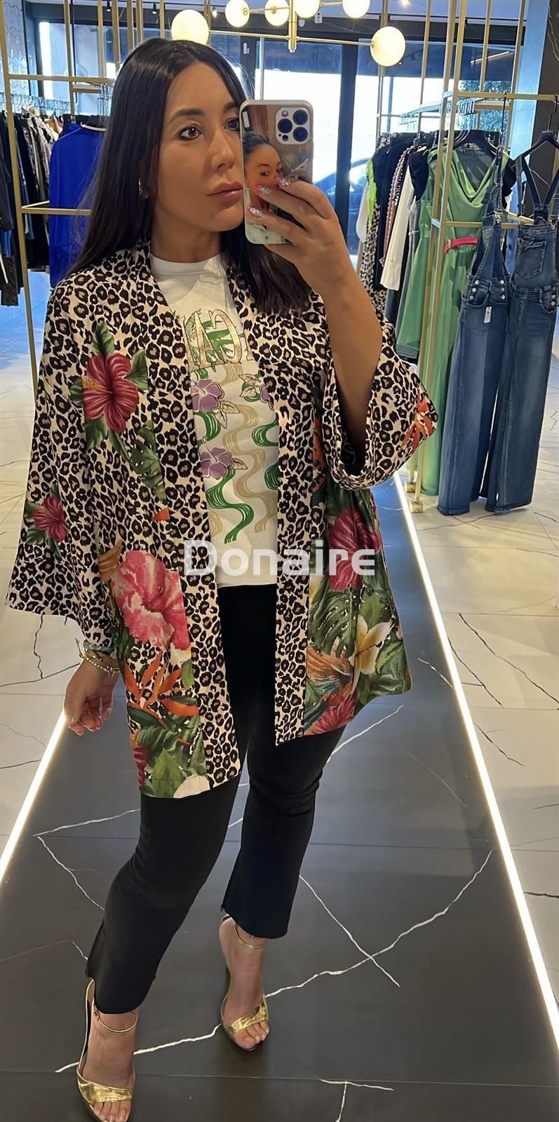 Kimono animal print y print floral Dixie - Imagen 4