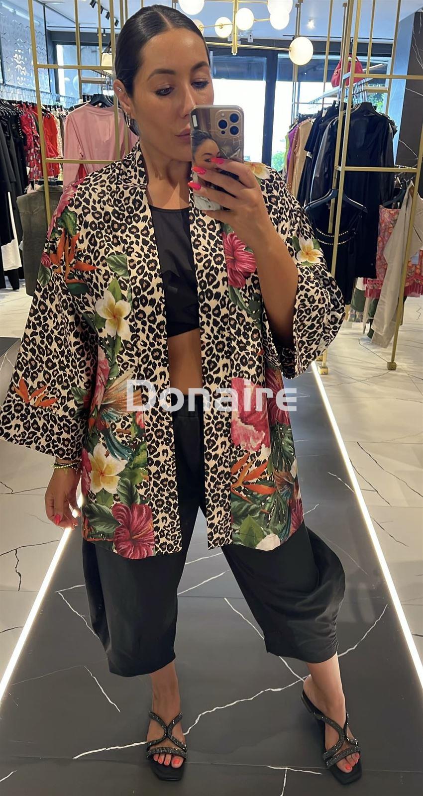 Kimono animal print y print floral Dixie - Imagen 1