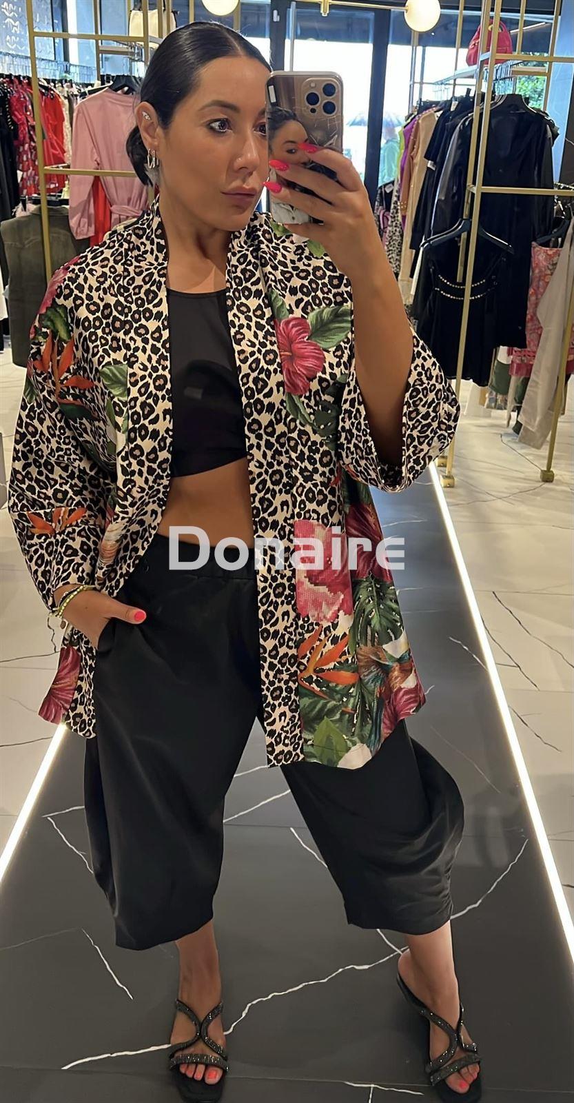 Kimono animal print y print floral Dixie - Imagen 2