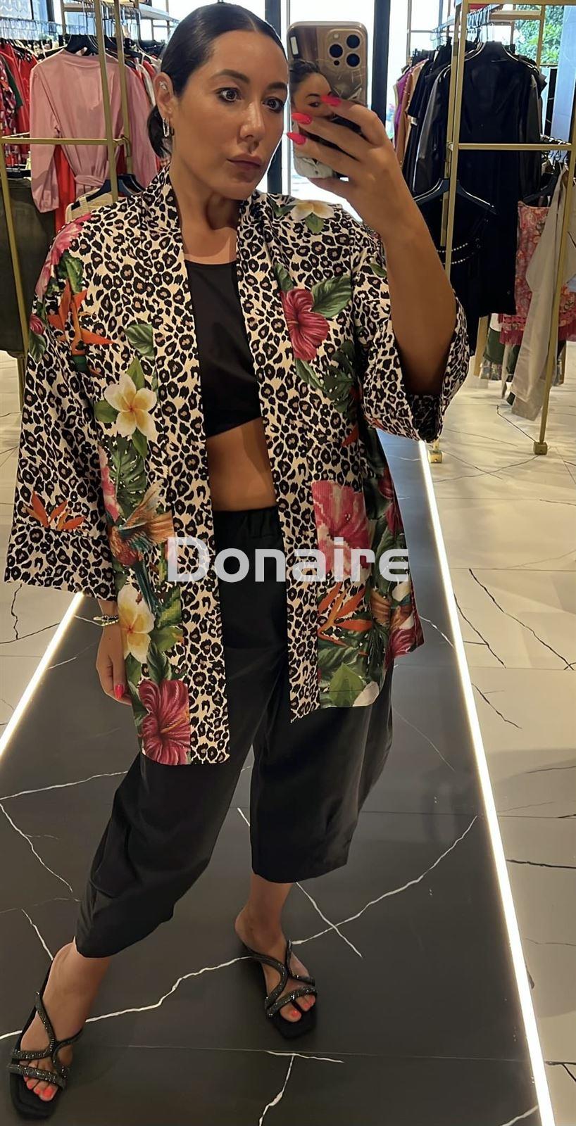 Kimono animal print y print floral Dixie - Imagen 3