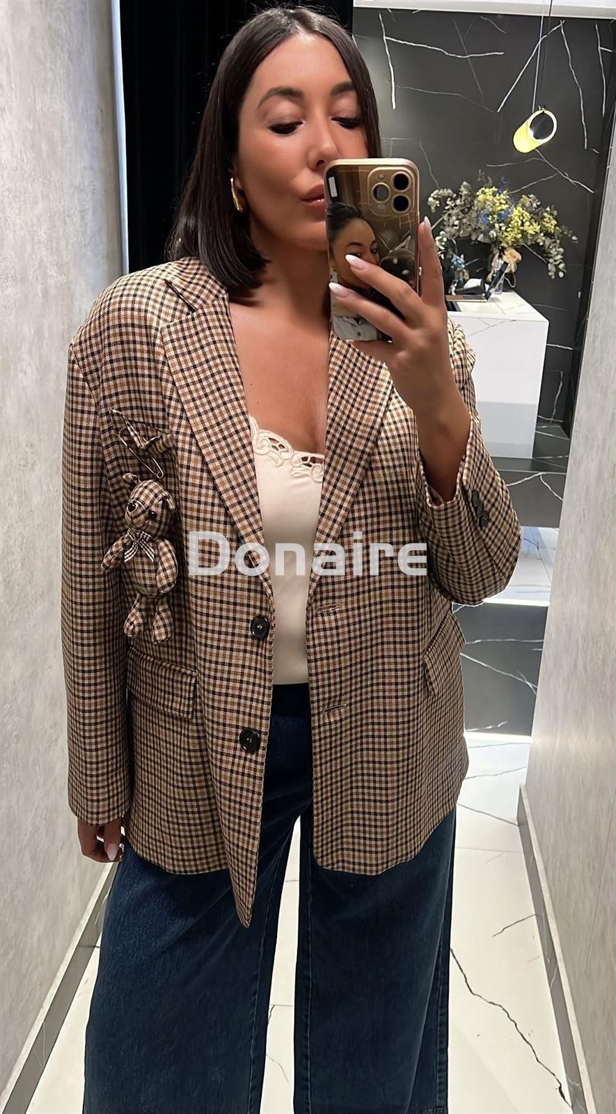Maxi blazer cuadros y osito Dixie - Imagen 3