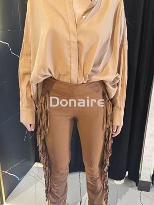 Maxi camisa beige dibujo rejilla espalda Open - Imagen 1