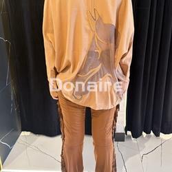 Maxi camisa beige silueta rejilla espalda Open - Imagen 2