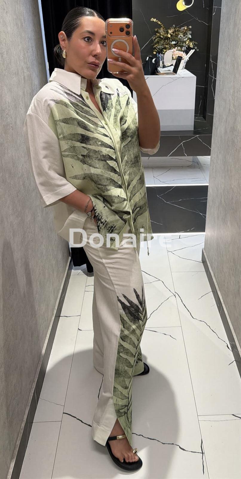 Maxi camisa manga corta lino Open - Imagen 6
