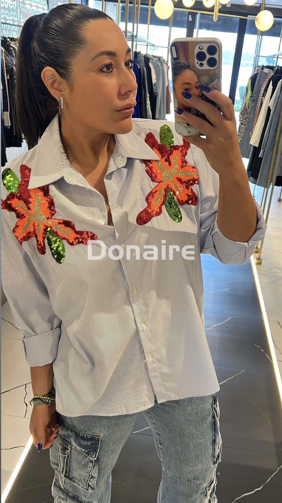 Maxi camisa rayas y lentejuelas Dixie - Imagen 1