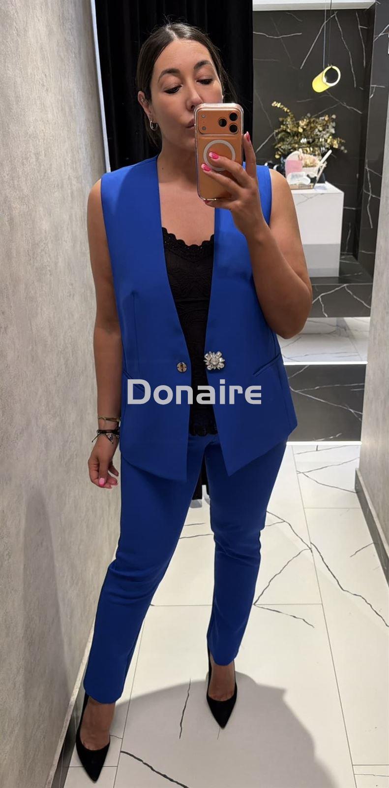 Maxi chaleco azul eléctrico botón joya Koralline - Imagen 2