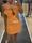 Mini vestido lino naranja cut out Open - Imagen 1
