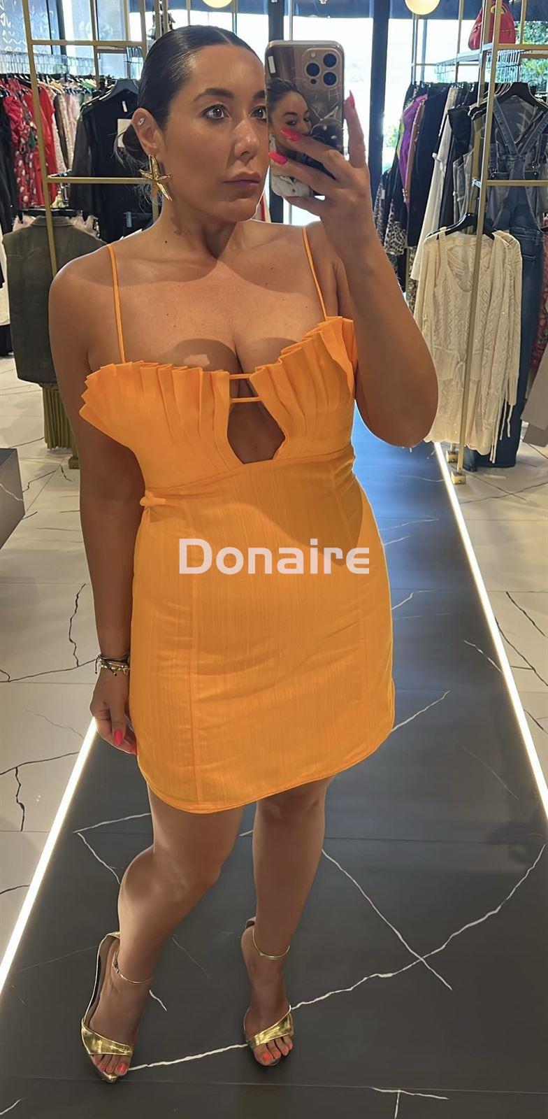 Mini vestido lino naranja cut out Open - Imagen 4