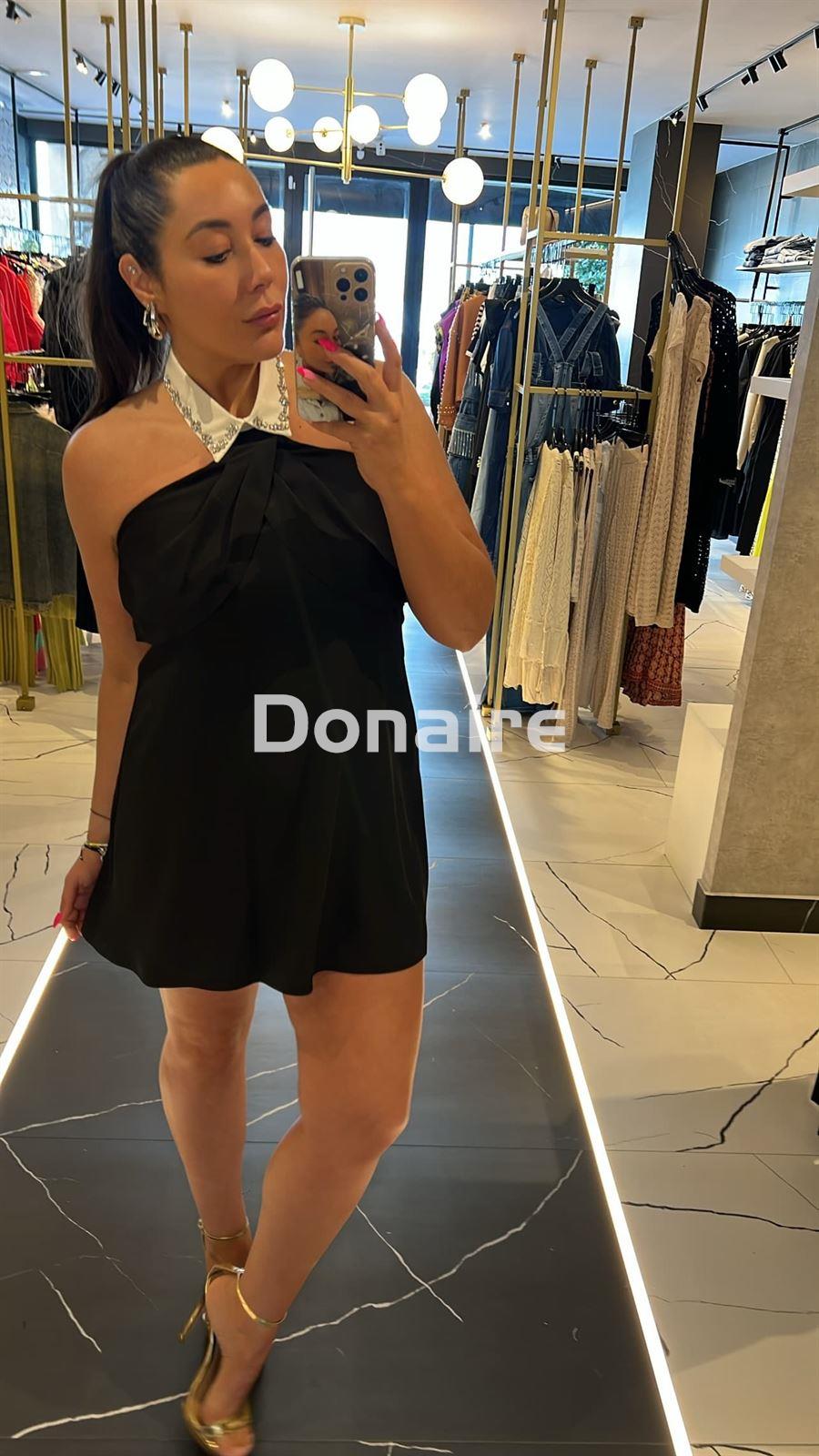 Mini vestido negro cuello camisa Phard - Imagen 1