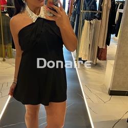 Mini vestido negro cuello camisa Phard - Imagen 1