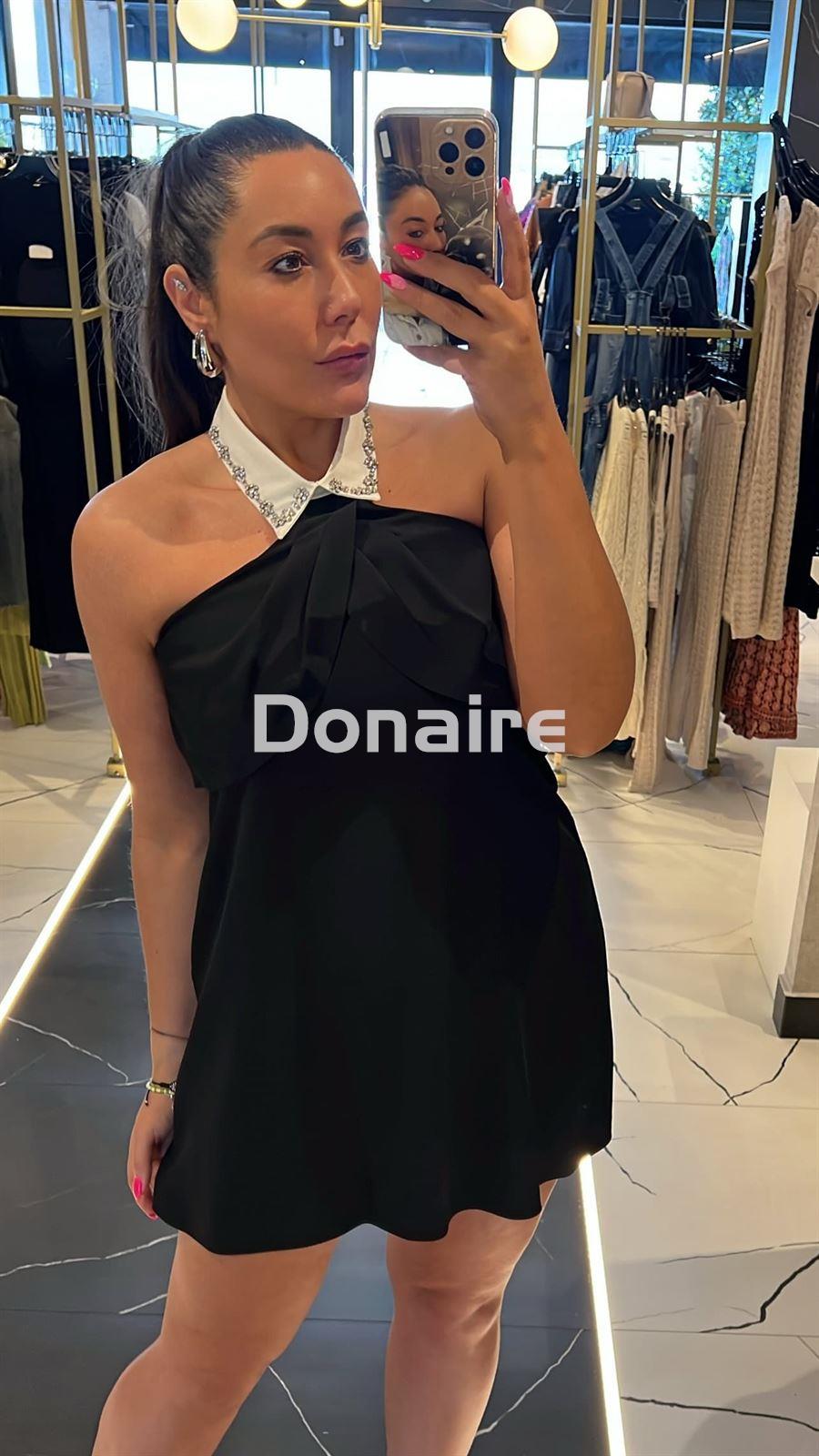Mini vestido negro cuello camisa Phard - Imagen 2