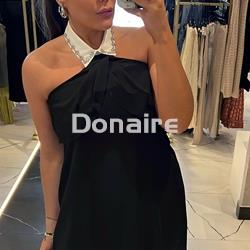 Mini vestido negro cuello camisa Phard - Imagen 2