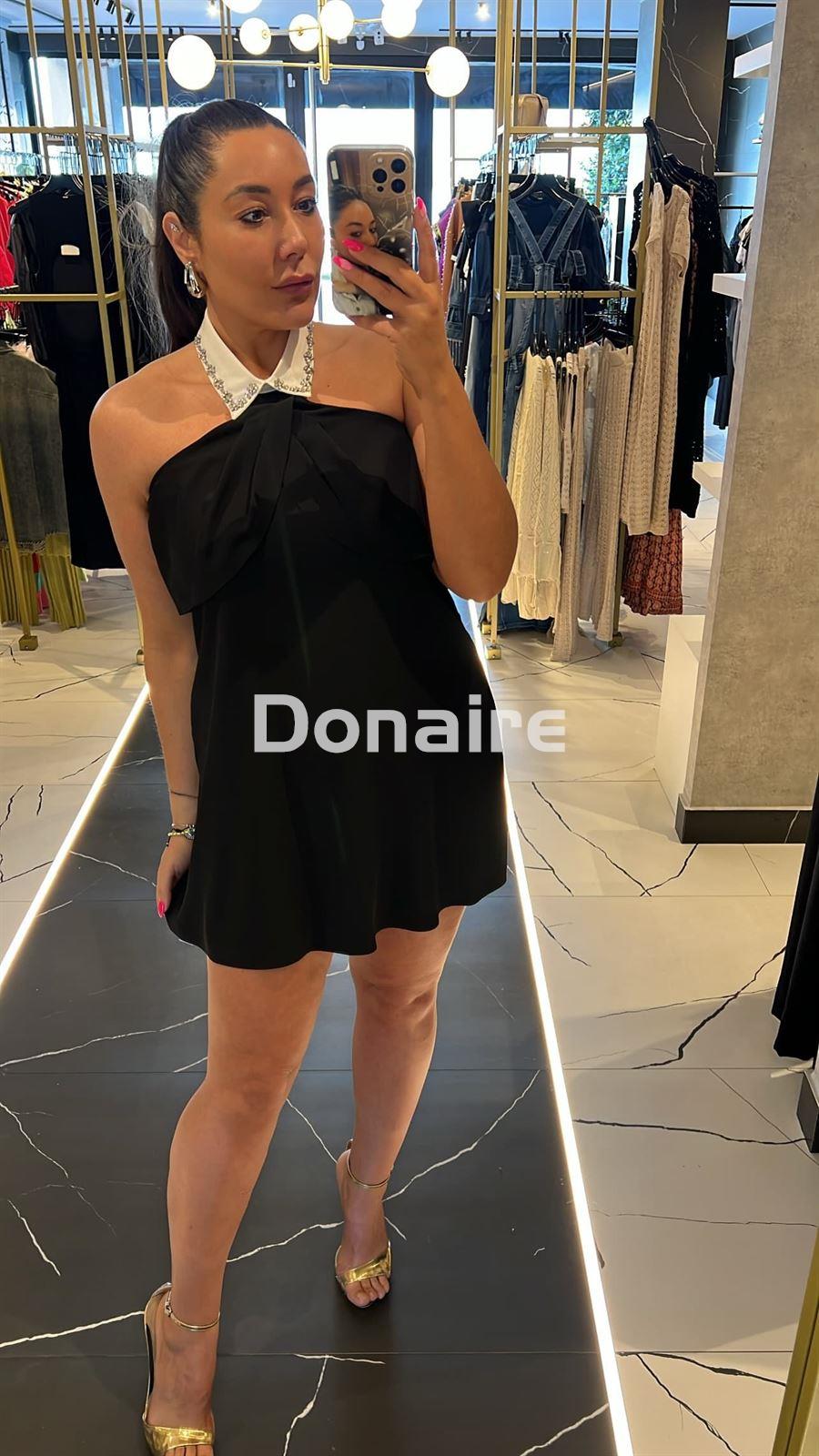 Mini vestido negro cuello camisa Phard - Imagen 3