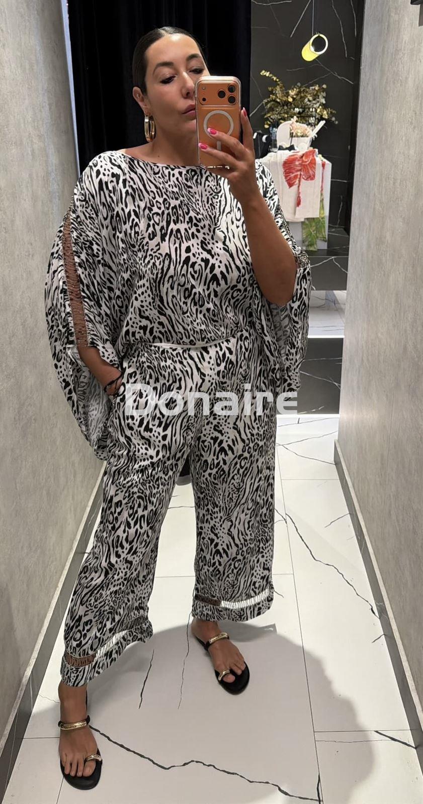 Pantalón animal print blanco y negro Lez a Lez - Imagen 1