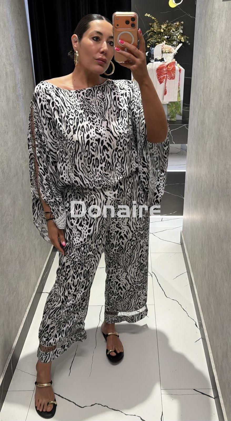 Pantalón animal print blanco y negro Lez a Lez - Imagen 3