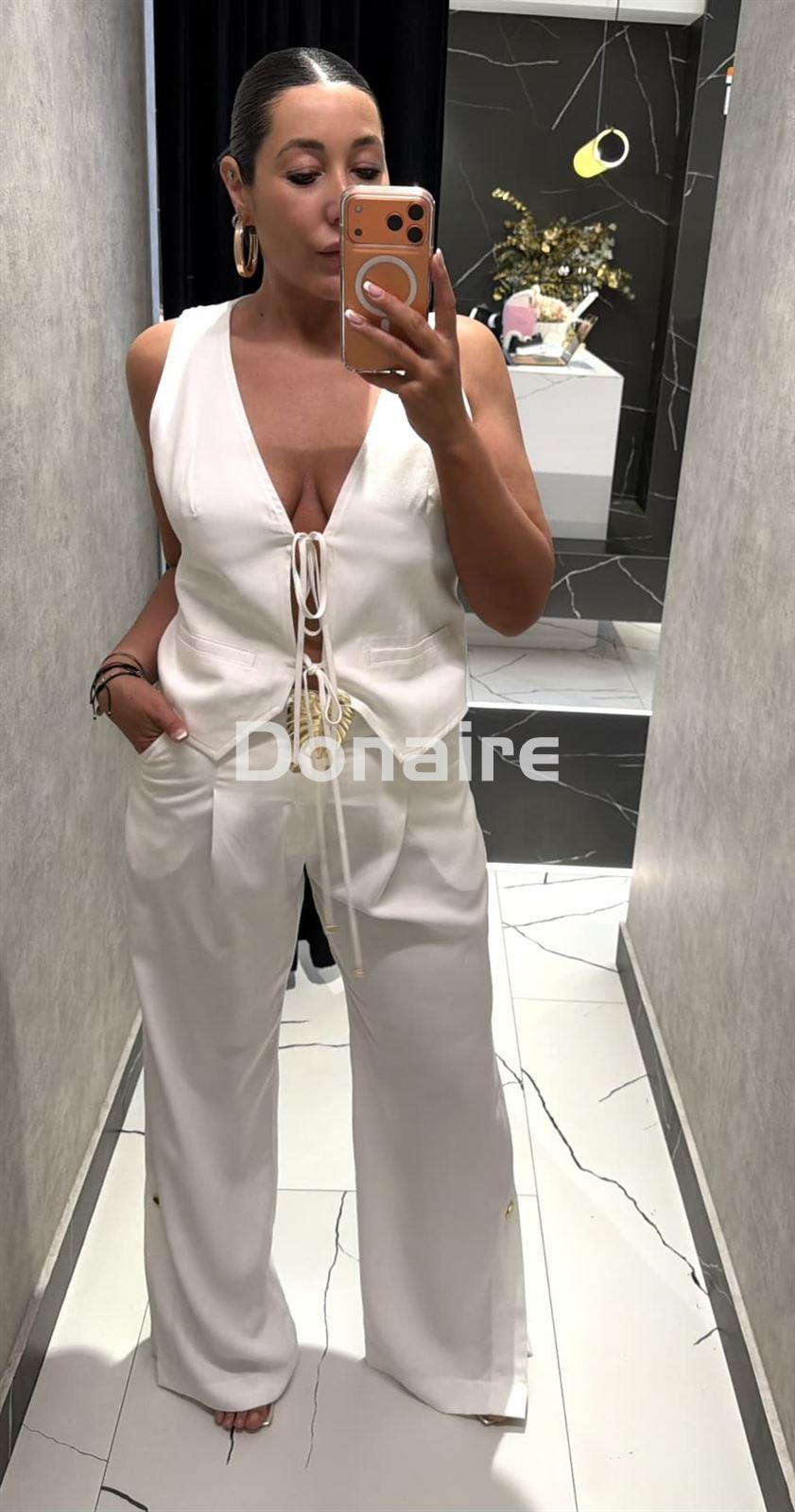 Pantalón blanco cinturón hoja Open - Imagen 3