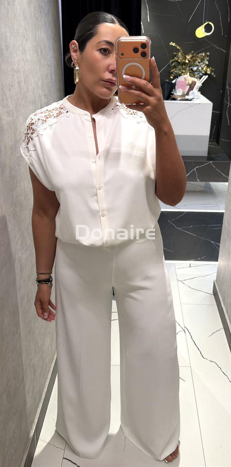 Pantalón blanco tejido fluído Goa Goa - Imagen 2