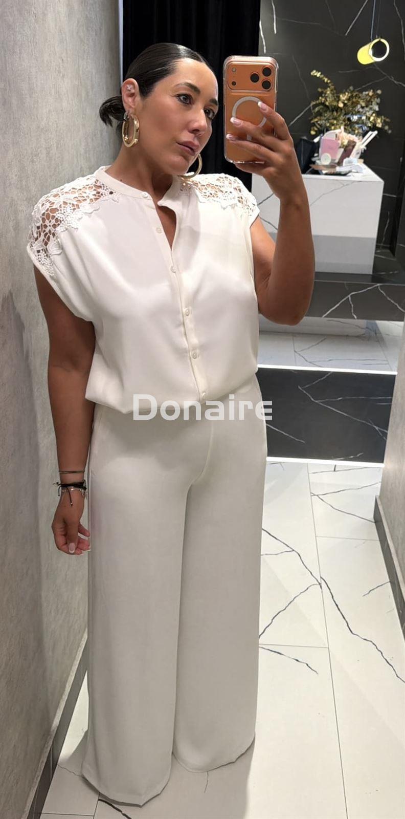 Pantalón blanco tejido fluído Goa Goa - Imagen 3