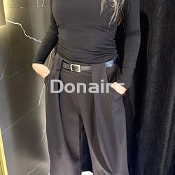 Pantalón cinturón pata ancha negro Dixie - Imagen 1